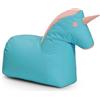 LUMALAND Pouf per bambini Animal Line Unicorno - Turchese/Rosa pastello
