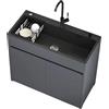 WanLimneo Lavello da Esterno Autoportante con Mobile per Giardino e Officina, lavabo in acciaio inox nero, corpo in alluminio alveolare con piedini regolabili,miscelatore caldo/freddo e kit di scarico inclusi