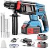 Tdyon Martello Perforatore a Batteria, Martello Tassellatore a Batteria, Martello Demolitore Batterie 21V 4Ah, 4 in 1 Funzione, Adattatore SDS-plus con Mandrino, 3 Punte, 2 Scalpelli