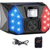 AMZSTAR Luce di allarme stroboscopica solare, 129 db, impermeabile, 4 modalità, rilevatore di movimento solare, luce stroboscopica, sirena di sicurezza con telecomando per fattorie, cortili, frutteti