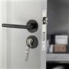 FALSKT Maniglie Porte Interne con Serratura Acciaio Inossidabile | 4 Chiave Maniglia Porta Pomello Porta per Camere Letto, Studi per Porta di Spessore 30 - 50 mm Nero