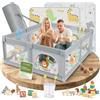 FAMPLY Box per bambini con materasso, 120 x 120 cm, con rete traspirante a 360° e fondo antiscivolo, per appartamento, box per bambini con 60 palline oceaniche, 4 anelli di trazione
