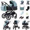 YAZOCO Trio passeggino neonati 3 in 1 Carrozzina reversibile fronte mamma e strada, Pieghevole. Maniglia regolabile (3 in 1 X1 Verde)