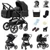 GLOKID Passeggino 3 in 1，Passeggino Canne，Trio，Con Seggiolino Accessori，Adattatori universali，Passeggino per bambini fino a 25 kg，4 ruote con ammortizzatori，navicella，grandi ruote (x1 nero)