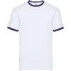 FRUIT OF THE LOOM T-shirt ringer uomo Bianco con profili Blu Navy