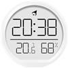 ZYWUOY Orologio da parete digitale con temperatura e umidità, display in vetro multifunzione, per cucina, camera da letto, ufficio, formato 12/24 ore con data (bianco)
