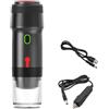 HEBEOT Macchina per caffè espresso portatile, USB, elettrica, per auto, campeggio, viaggi, viaggi, viaggi all'aperto, caffetteria auto-riscaldante, con cavo, argento nero (nero B)