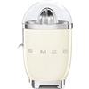 Smeg, Spremiagrumi Elettrico CJF01CREU, Spremitura a Pressione Manuale, Beccuccio Antigoccia e Cono Universale, Base Antiscivolo, Avvolgicavo Integrato, 70W, Panna