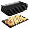 YuLiMirich Set di 6 piatti da portata rettangolari, 20,7 x 12,8 x 2,7 cm, riutilizzabili per dessert, antipasti, piatti da insalata, contorni di frutta, colore nero