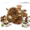 MorisMos Peluche Bovino delle Highlands, 50 Cm Mamma Mucca Con 3 Cuddly Bambino, Animale Di Farna Peluche Cuddly Giocattolo Morbido, Regali Per Bambini Ragazze Ragazzi Compleanno Festa Deco