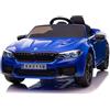 FINOOS Auto macchina elettrica per bambini B.M.W M5 24V, sedile in pelle, ruote in gomma con telecomando 2,4 GHz da 1 a 6 anni (BLU)