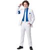 Koongso Pop King Michael Stage Outfits, vestito Rockstar MJ Tour Blazer - giacca a righe bianche pantaloni e cravatta anni '80 e '90 set vestito per Halloween Dance Party Casual