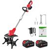 UOEONR Motozappa senza fili 21 V, Motozappa a Batteria con 2 x 4.0Ah Batteria, Motore senza spazzole, Schermo LED, larghezza di lavoro 30 cm, profondità di lavoro 36 cm, Motozappa Elettrica (2x4.0Ah)