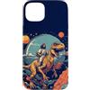 Humorous Christian Jesus Prehistoric Din Custodia per iPhone 15 Plus Gesù cavalcando nello spazio T-Rex Dinosaur Meme Sci-Fi Believers