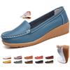 ZPLMIDE Mocassini da donna in pelle, ortopedici con zeppa, mocassini classici senza lacci, scarpe da barca da passeggio, casual, per guida, ufficio, infermieristica, Blu, 43 EU