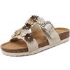 QUEEN HELENA QUEEN HEELNA Ciabatte Donna con Fiori X34-112 (Beige, Sistema Taglie Calzature EU, Adulto, Donna, Numero, Media, 36)
