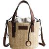 TENDYCOCO Borsa a Secchiello Intrecciata in Paglia Con Tracolla Portatile Borsa Da Spiaggia Estiva Capiente Per Donna Vacanze Shopping Quotidiano