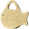 Generic Borsa in paglia - Piccola borsa da spiaggia intrecciata a forma di pesce, pochette estiva con cerniera, borsa in nautico, borsa a tema mare tropicale per vacanze, matrimoni, balli di fine anno