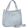 LAKCFSN Borsa a Mano Donna in Tessuto Jacquard, Elegante Shopper con Manici in Pelle PU, Grande Tote Bag Raffinata per Ufficio e Tempo Libero, Azzurro