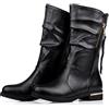 WOkismD Stivaletti da Donna in Pelle con Tacco Basso da Donna Autunno E Inverno Manica A Tubo Medio Taglia Super Large