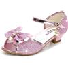 Eleasica Bambine e Ragazze Scarpe col Tacco Antiscivolo Scarpe da Principessa Carnevale Sandali Costumi Natale Regalo Matrimonio Compleanno Aperte sulla Punta