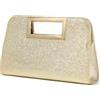 VASCHY Pochette da donna, alla moda, in pelle vegana, con manico ritagliato, borsa a tracolla per matrimoni, feste, Oro Brillante