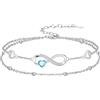 Flpruy Gioiello da donna in argento Sterling 925, con simbolo dell'infinito, braccialetto e cavigliera, doppia catena regolabile, regalo personalizzato per donne, mogli, fidanzate, madri, Anklet 9-11