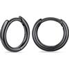 Bestyle Orecchini Cerchio Argento Sterling 925 Donna Nero Anallergici