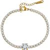 Bellitia Jewelry Braccialetto Tennis da Donna con Acciaio Inossidabile Catena Regolabile, alla Moda, ipoallergenico, con zirconi, Idea Regalo