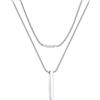 PROSTEEL Collana Uomo Donna Ciondolo Barra, Size M, Argento, in Acciaio Inox Impermeabile e Antiallergico, Design Minimal, Catena a Serpente 46CM