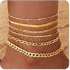 FIOROYAL 6Pcs Cavigliera Donna Oro,14K Regolabile Impermeabile A Strati Set di Braccialetti alla Caviglia in Oro Accessori Estivi Spiaggia Gioielli per Donna Ragazze