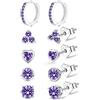 JETBON Set di orecchini a perno da donna in argento Sterling 925, ipoallergenici, con zirconia cubica, 5 paia di orecchini a cerchio in argento di diverse dimensioni, per piercing multipli, regali per lei