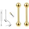 ZS 1 paio di piercing dritti in titanio da 16 G/18 G, piccoli piercing per sopracciglio, lingua, labbro, capezzolo, orecchio per donne e uomini, 6 mm/8 mm/10 mm/12 mm, 18g, Length:12mm, Titanio