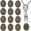 PH PandaHall 12 fermagli per cravatte a bolo, vuoti, chiusura a scorrimento, ovali, clip vintage cabochon impostazioni, risultati per 30 x 40 mm, intarsio per la creazione di gioielli, festa del papà