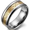 JewelryWe Gioiello Anello da Uomo in Carburo di Tungsteno, Motivo Nodo Celtico Irlandese, Drago, Nero, Argento, Anno di Produzione, Matrimonio, Taglia 49 - 76, 75 mm, Carburo di tungsteno, Non pietra