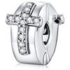 Yashuo Charm a forma di croce con cristalli colorati, in vero argento Sterling 925, per braccialetti Pandora