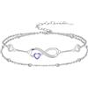 Flpruy Gioiello da donna in argento Sterling 925, con simbolo dell'infinito, braccialetto e cavigliera, doppia catena regolabile, regalo personalizzato per donne, mogli, fidanzate, madri, Anklet 9-11