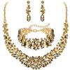 Clearine Set di collana da sposa, orecchini e bracciale, da donna, con cristalli, marquise, collana in argento trasparente, cristallo Lega di acciaio, Cristallo