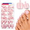 Ceboic 120 Pezzi Unghie Finte Piedi, Corte Quadrate Nudo Tenue Fake Toe Nails con Colla, Copertura Completa Acrilico French Tip Unghie Piedi per Donne Ragazze Manicure Salon, 12 Taglie