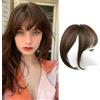 FFWTPY Frangia Clip Capelli Finta Naturale Stile Francese Leggera Sottile Posticci Frontali Attaccatura Realistica (Castano Chiaro)