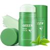 EHIOG Maschera Viso al Tè Verde in Stick (2 Pezzi) - Trattamento Anti-Punto Nero e Acne, Detergente e Purificante - Maschera Struccante Portatile per Pelli Grasse e Impure - Per Uomo e Donna