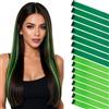 Silk-co Extension Capelli Sfumature con Clip, 16 Ciocche Singole Lisci Lunghi 55cm Verde Smeraldo+Verde per Feste Halloween Cosplay