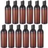 POPETPOP Set 12 Bottiglie per Lozione da Viaggio 250ml in Plastica Marrone Ricaricabili con Tappo a Pressione Antiperdita per Shampoo e Sapone Corpo