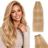 TESS Extension Tessitura Capelli Veri Matassa Lisci per Donna 100g Fascia Unica senza Clip da Cucire 40cm #18/613 Biondo Sabbia/Biondo Chiarissimo