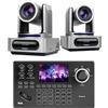 Tenveo Bundle/Kit Telecamera PTZ e Controller 2 Telecamere NDI PTZ 1080P con Auto-Tracking AI 30X Zoom, SDI/HDMI/USB3.0/LAN(PoE) e Controller Joystick Schermo da 5" per Live Streaming