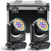 Osusuent 2Pcs 19x20W Teste Mobili LED con Flightcase, Beam RGBW Zoom Wash con Striscia LED d-mx512 per Palcetti Feste Club DJ Matrimoni