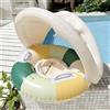 Generic Galleggiante con blocchi di ombrelli UV pieghevole gonfiabile piscina galleggiante per bambini 0 - 4 anni, sedile allargato antiscivolo adatto per il nuoto (parasole rimovibile, gara verde a strisce
