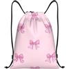 Generic Zaino con Coulisse Cute Pink Bow Borsa con Coulisse Resistente Sacchetta Sportiva Impermeabile Drawstring Backpack per Unisex Scuola Viaggi