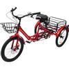 Mqwdxzfes triciciclo pieghevole da 20 pollici, per adulti, a 7 marce, 3 ruote, con cestello anteriore e posteriore, lucchetto, bici da città pieghevole, per shopping, tempo libero, sport (rosso)