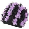 GALPADA Cuffia da Bagno Donna Chioma Lunghi in Nylon Nero e Porpora Petali Floreali 3d, Design Vintage e Atmosfera Estiva, Comfort Leggero e Bassa Resistenza All'acqua per Nuoto